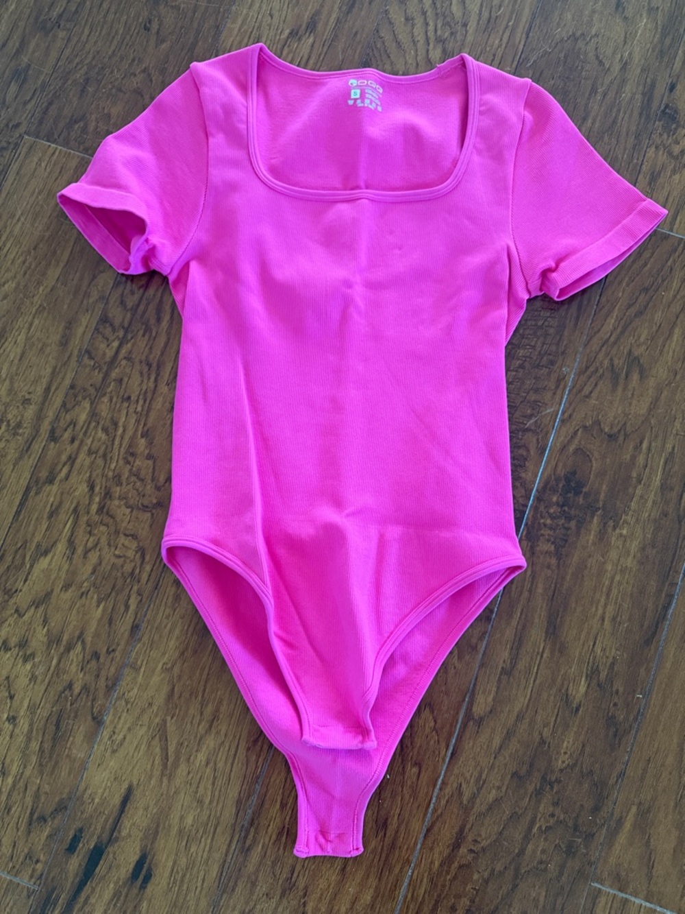 Women’s Hot Pink Short Sleeve Square Neck Bodysuit